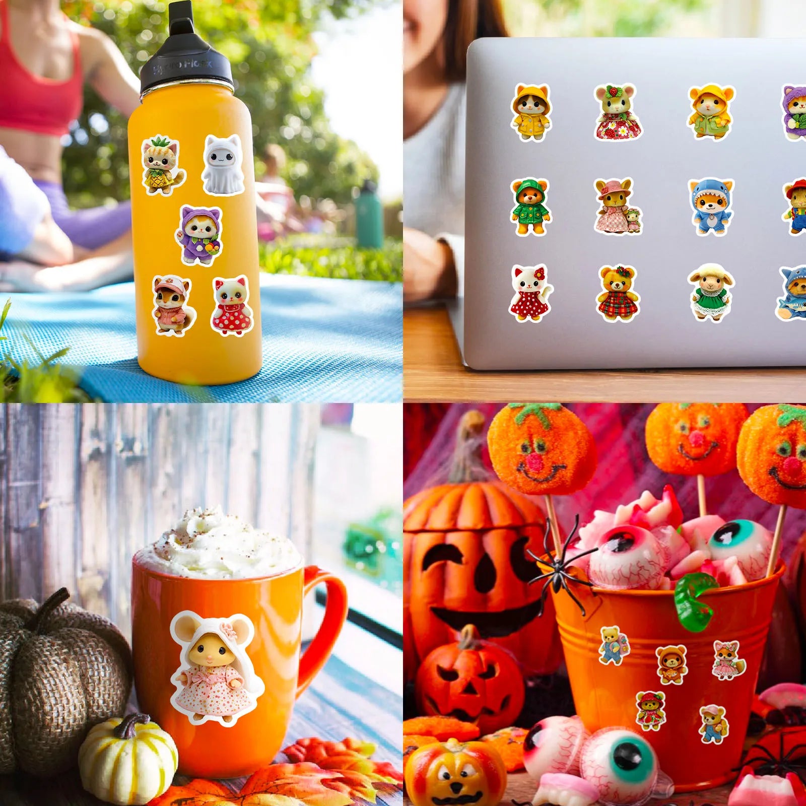 50-Pack Plush Toy Bear Style Cartoon Stickers Waterproof Decorative Decals for Students Mobile Phones Notebooks