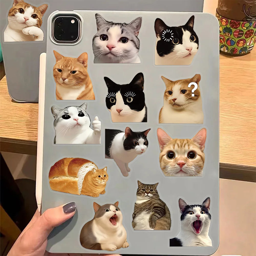 50PCS Cute and Funny Cat Stickers DIY Phone Cases Laptop Refrigerator Stickers Desktop Stickers Waterproof Toy Stickers