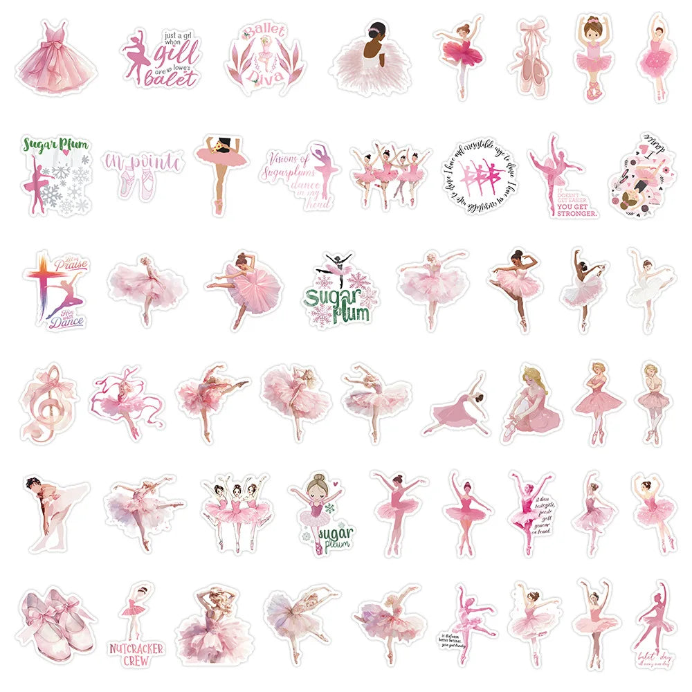 50/100PCS Cartoon Ballet Stickers New Dance Decoration Classroom Bedroom Window Creative Stickers Waterproof Stickers