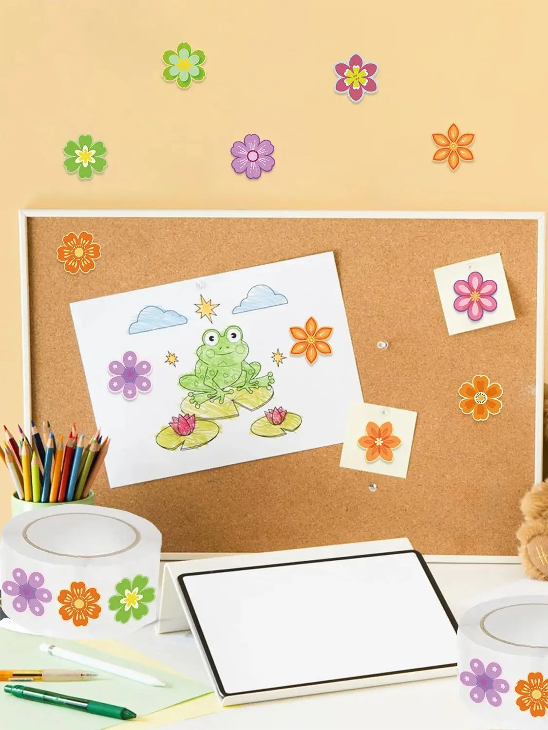 500 pcs/roll Roll Sticker Danish Flower Sticker Handbook Material Decoration Children Stationery Reward Sticker