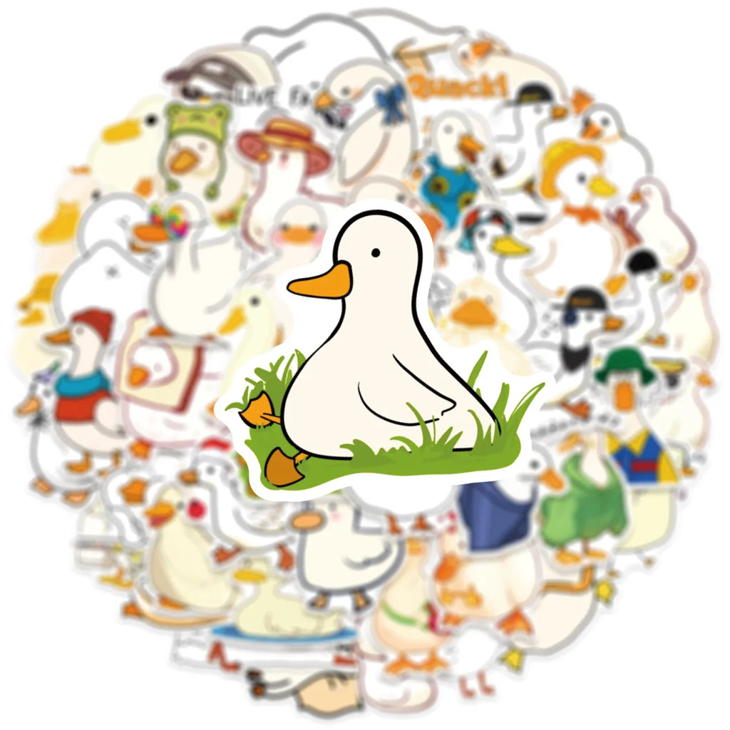 50-Pack Cute Cartoon Duck Creative Stickers DIY Mobile Desktop Organizer Stationery Notebook Decorative Stickers
