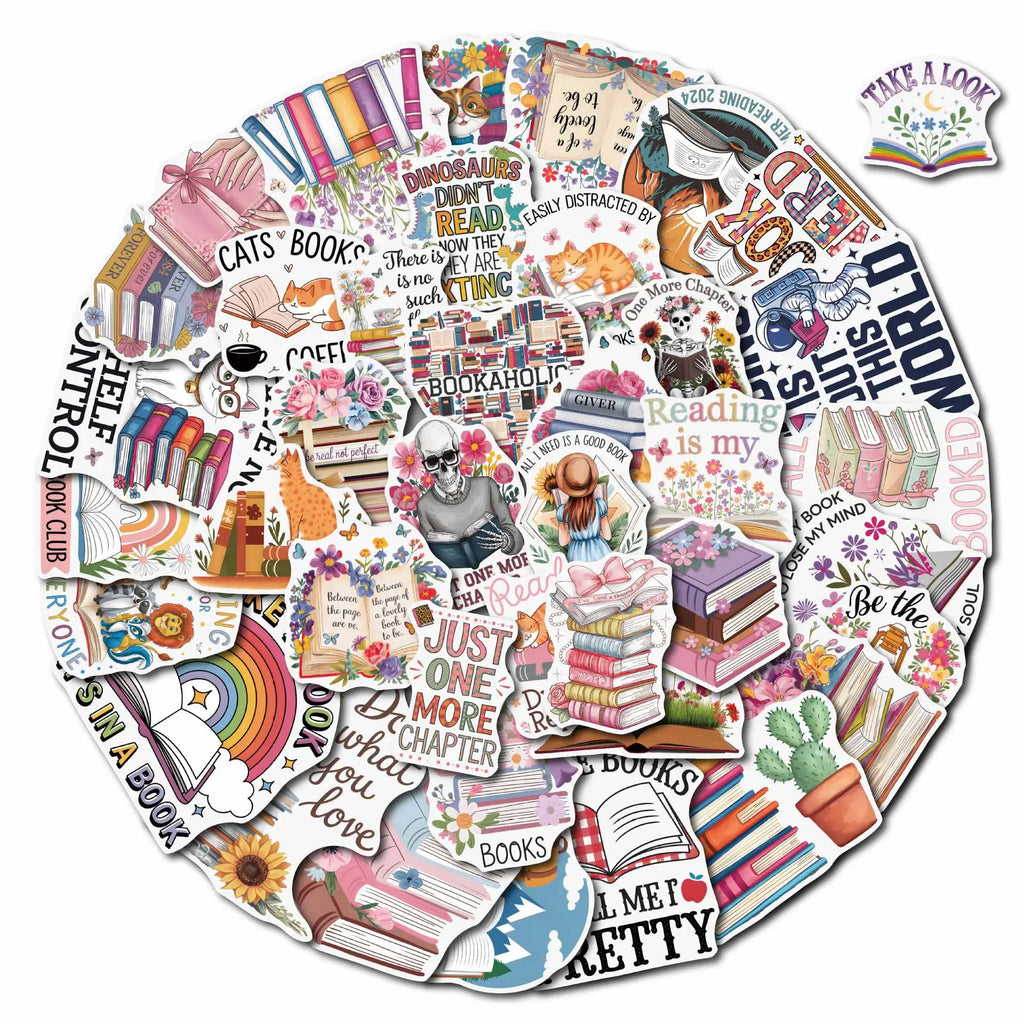 50/100PCS Cartoon Book Graffiti Sticker Cup Phone Waterproof Decorative Sticker Creative Book Decals