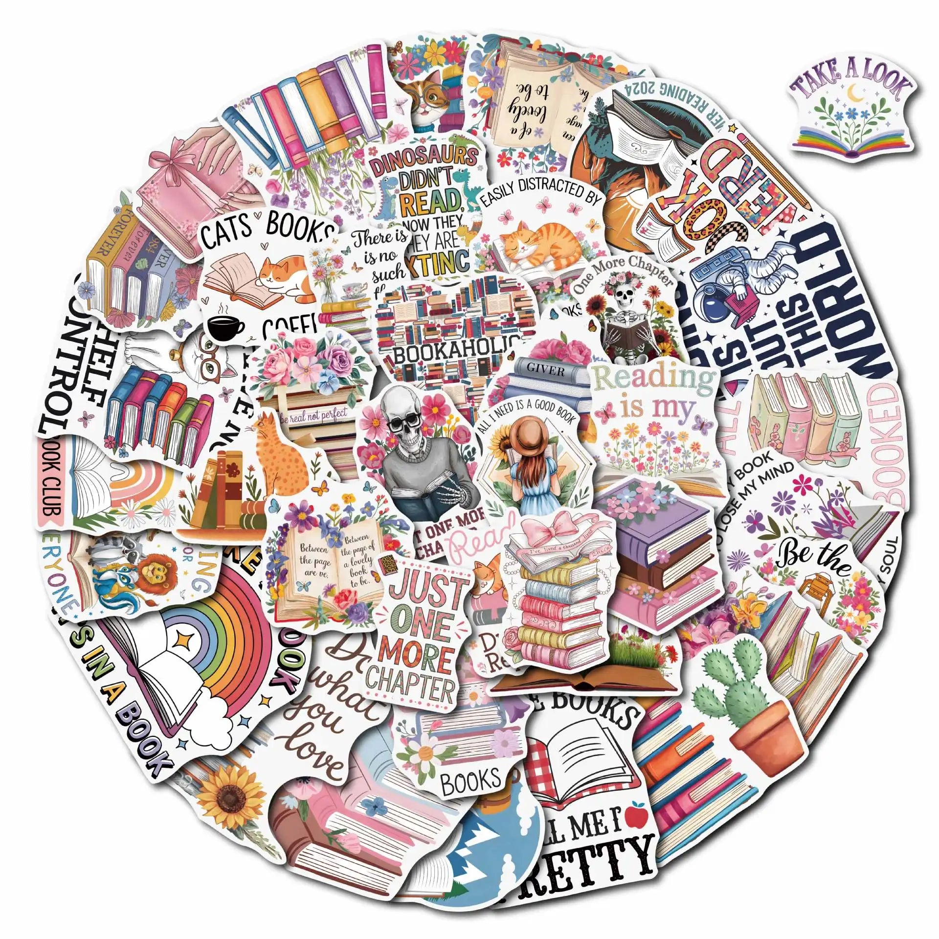 50/100PCS Cartoon Book Graffiti Sticker Cup Phone Waterproof Decorative Sticker Creative Book Decals