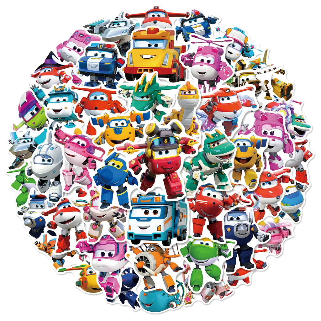 50PCS Cute Super Airplane Graffiti Stickers Phone Laptop Water Cup Children Notebook Stationary Reward Stickers
