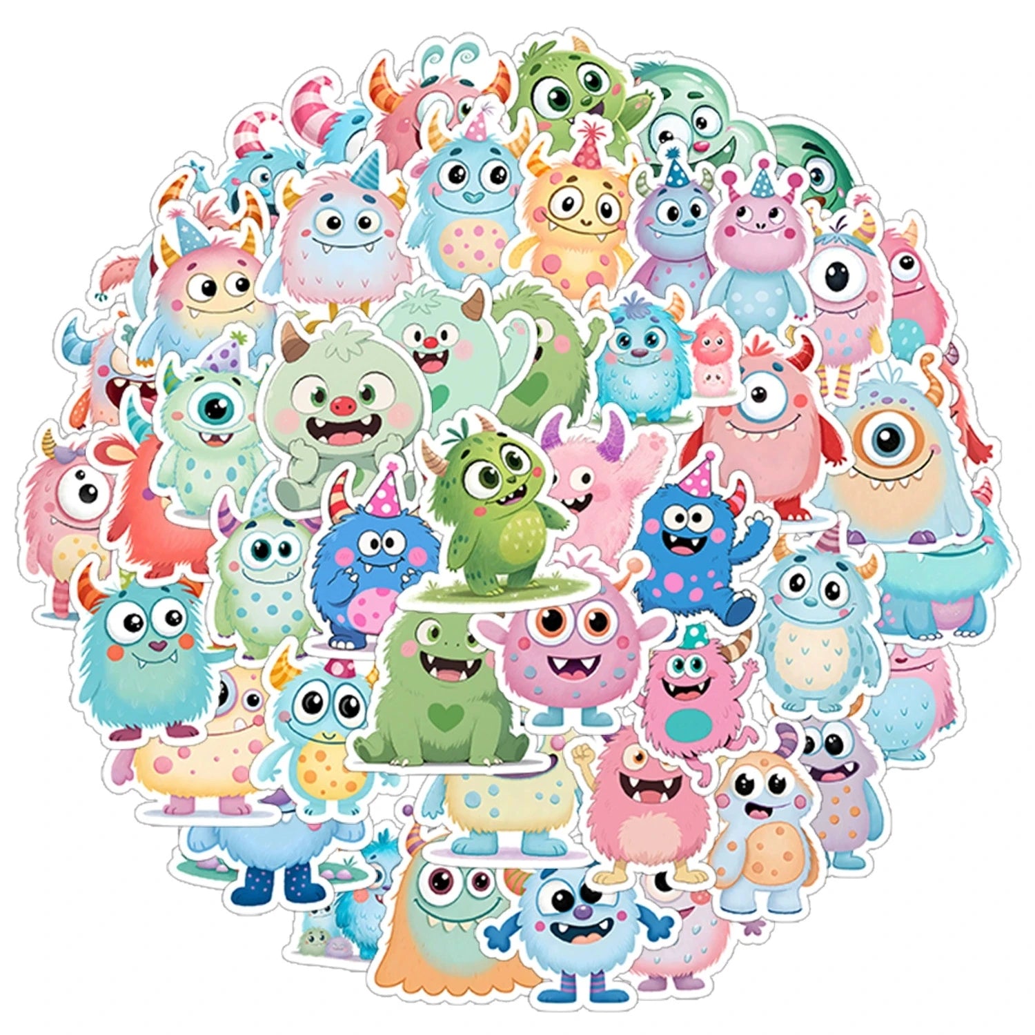 50/100PCS Cute Big Eyes Animal Graffiti Stickers Water Cup Phone Waterproof Stickers Cartoon Big Eyes Animal Stationery Stickers