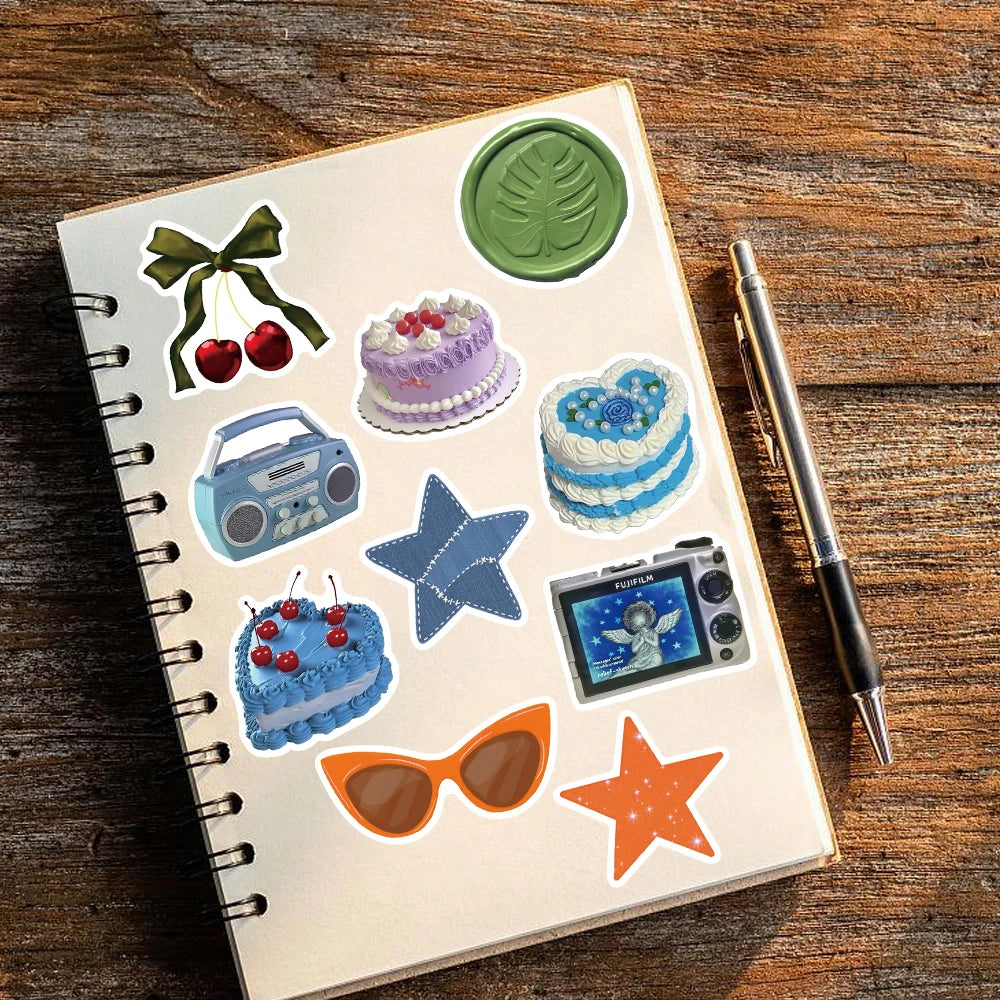 50PCS Cute Stickers Cartoon Nostalgia Laptop Landscape Luggage Fashion Coffee Nostalgia Skateboard Home Room Graffiti Sticker ﻿