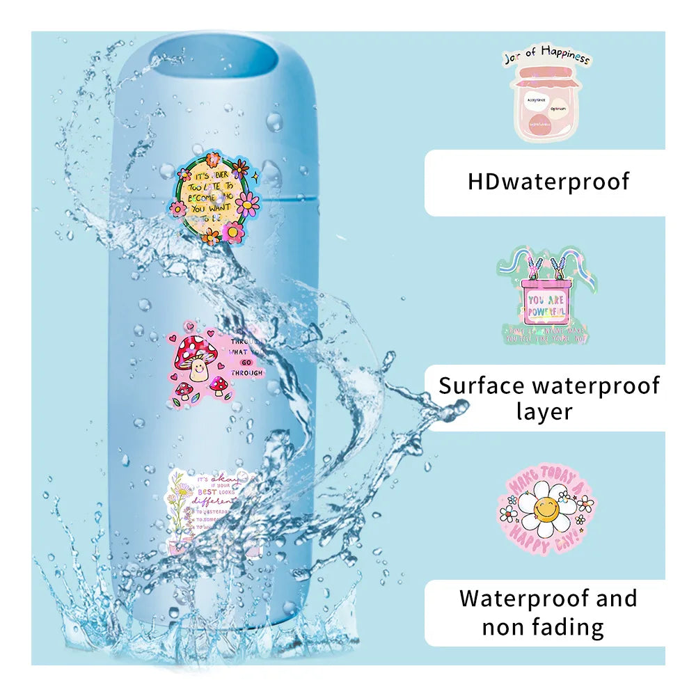 50/100Pcs Inspirational Text Aesthetic Sticker Flash Film Decals Office Stationery School Supplies Car Headset Water Cup Sticker