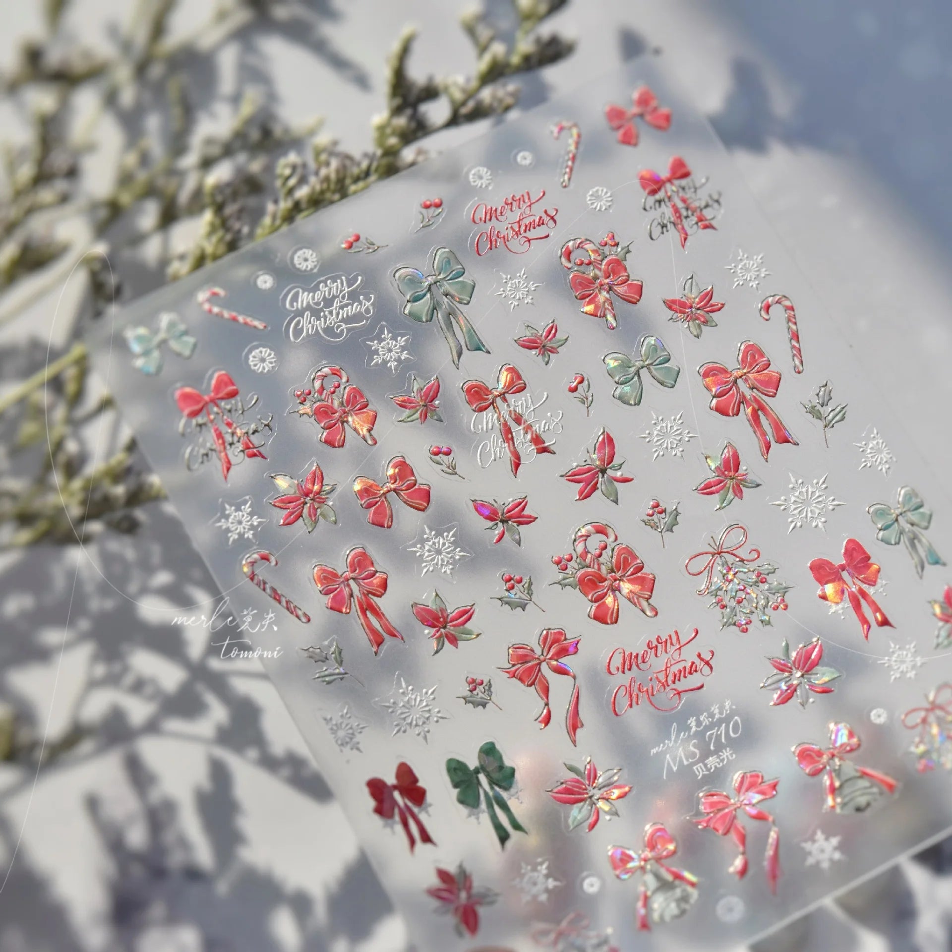 Luxury Crystal Diamond Nail Stickers 5D Cute Apple Christmas Tree Nail Decoration Stickers DIY 3D Happy New Year Manicure Decals
