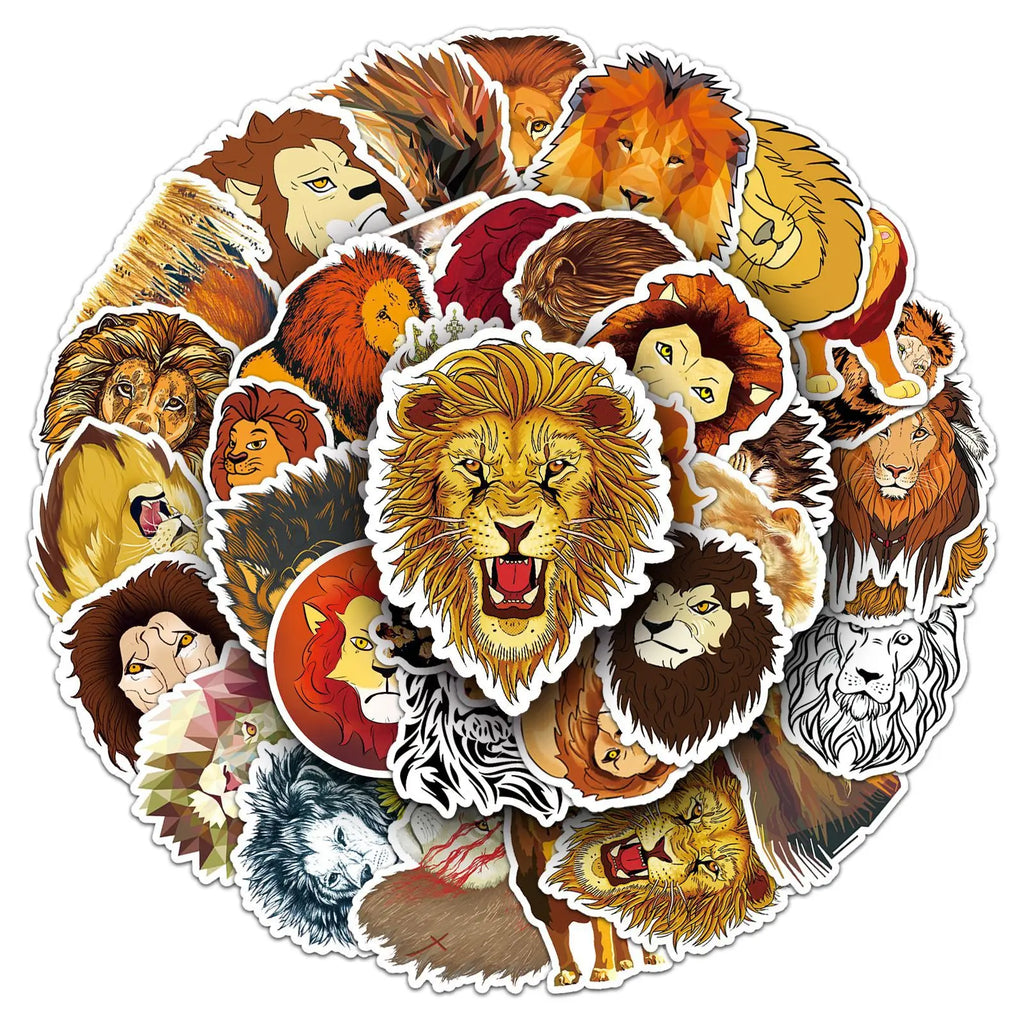 50-Pack Lion Graffiti Stickers Stationery Notebook Skateboard Water Cup Luggage DIY Waterproof Decals