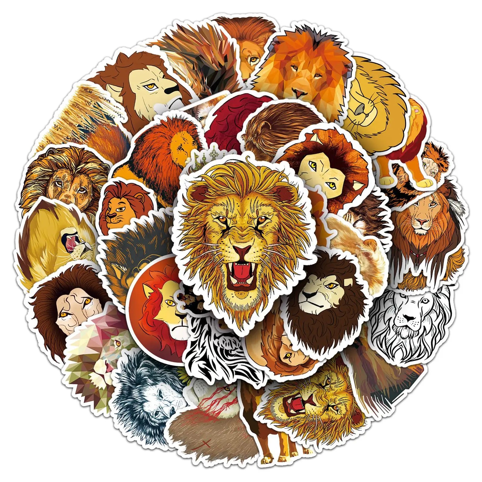 50-Pack Lion Graffiti Stickers Stationery Notebook Skateboard Water Cup Luggage DIY Waterproof Decals