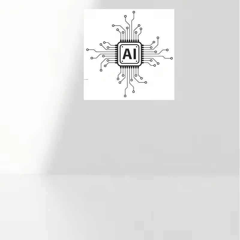 AI Technology Circuit Board Vinyl Wall Decal - Cartoon-Style Glossy Self-Adhesive Sticker for Glass, Office & Home Decor - Tech-