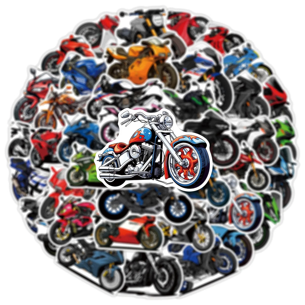 100PCS Cartoon Motorcycle Graffiti Stickers Decorative Luggage Notebook Car Waterproof Stationery Stickers