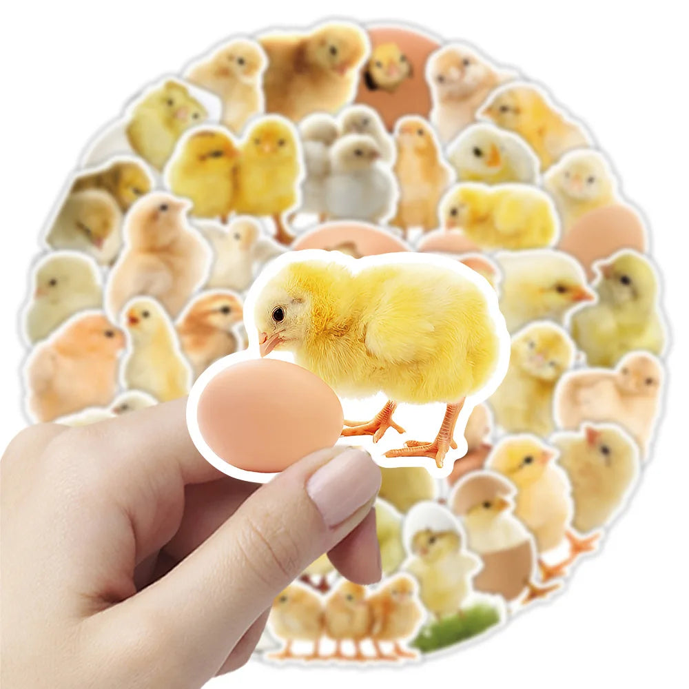 50-Pack Realistic Yellow Chick Stickers Cartoon Animal Cute Chicks Creative Stationery Luggage Decoration Reward Sticker