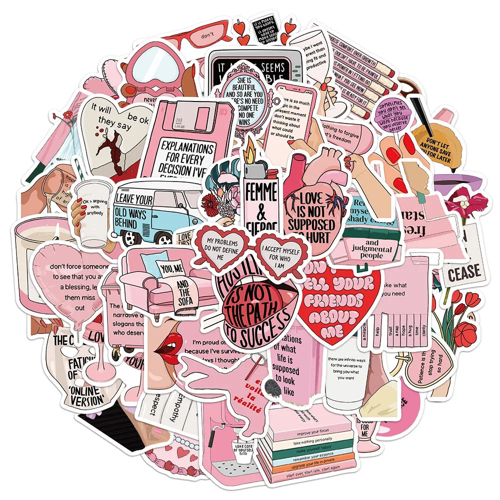 50PCS Inspirational Rejecting Internal Friction English Cartoon Stickers Creative DIY Stickers Tags Flat Decorative Stickers