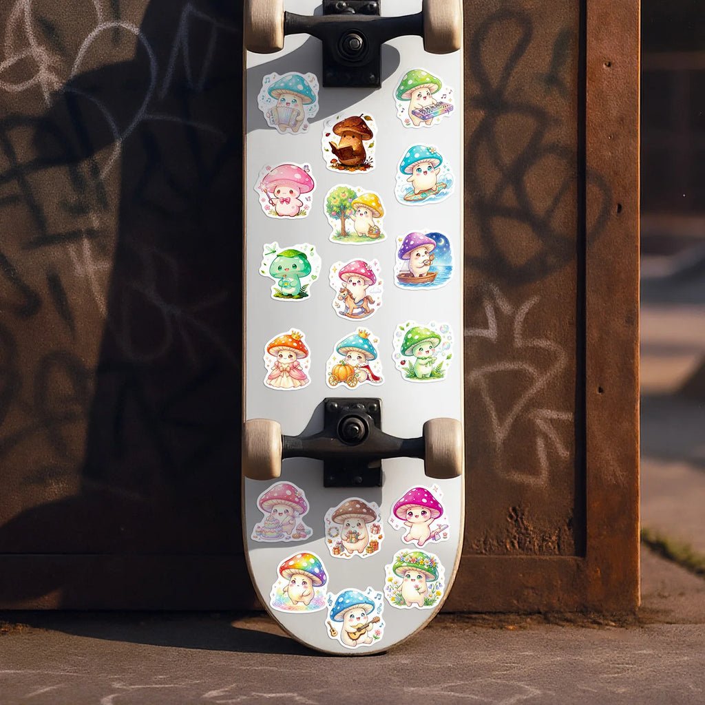 56/112Pcs Colorful Mushroom Creative Cartoon Stickers DIY for Stationery Box Pen Holder Lunch Box Phone Laptop Guitar Waterproof