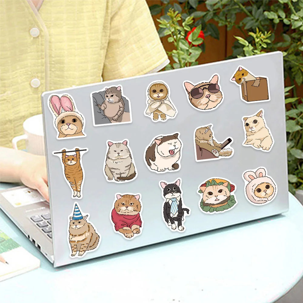 50PCS Cute and Fun Cat King Decorative Stickers DIY Luggage Notebook Water Cup Handmade Scrapbook Stickers