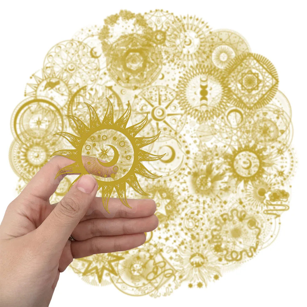 50PCS Magic Moon&Sun Decorative Stickers, Computer Scrapbook, Refrigerator, Phone Case, Toy, Hot Stamping Stickers