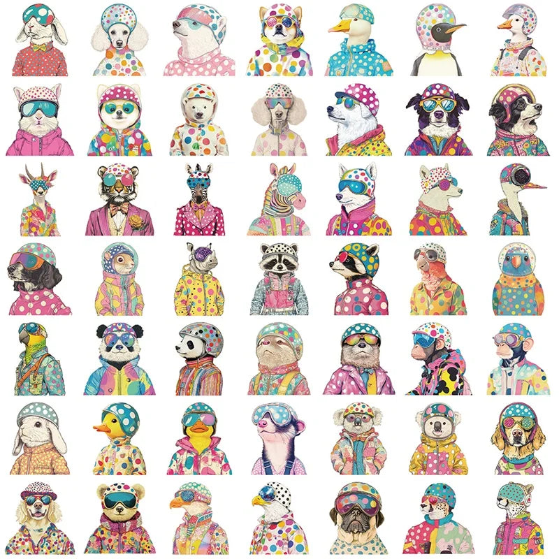 10/30/50PCS Cute Spotted Animals Sticky PVC Sticker Aesthetic Stationery Korean DIY Decoration Scrapbooking School Supplies
