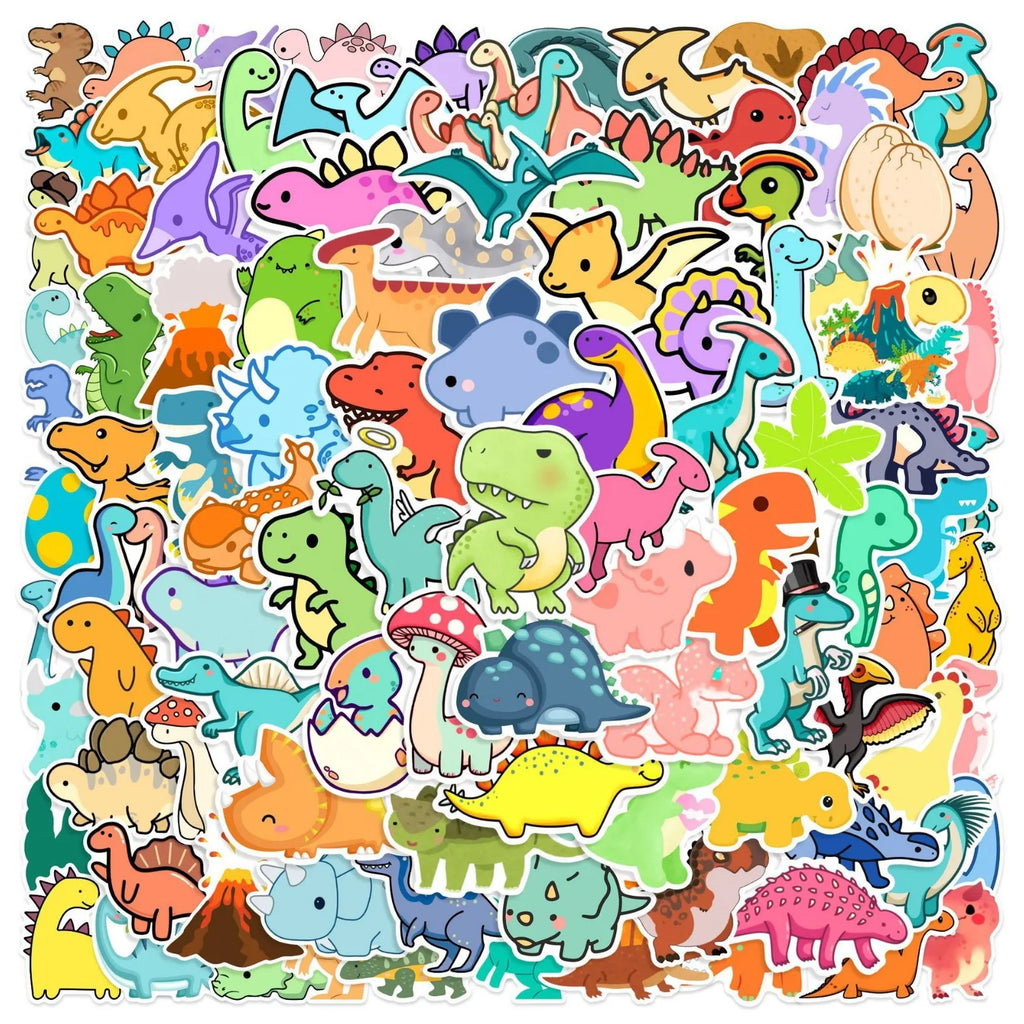 100/200PCS Q Edition Dinosaur Graffiti Stickers Water Cup Creative DIY Skateboard Phone Decoration Stationery Notebook Sticker