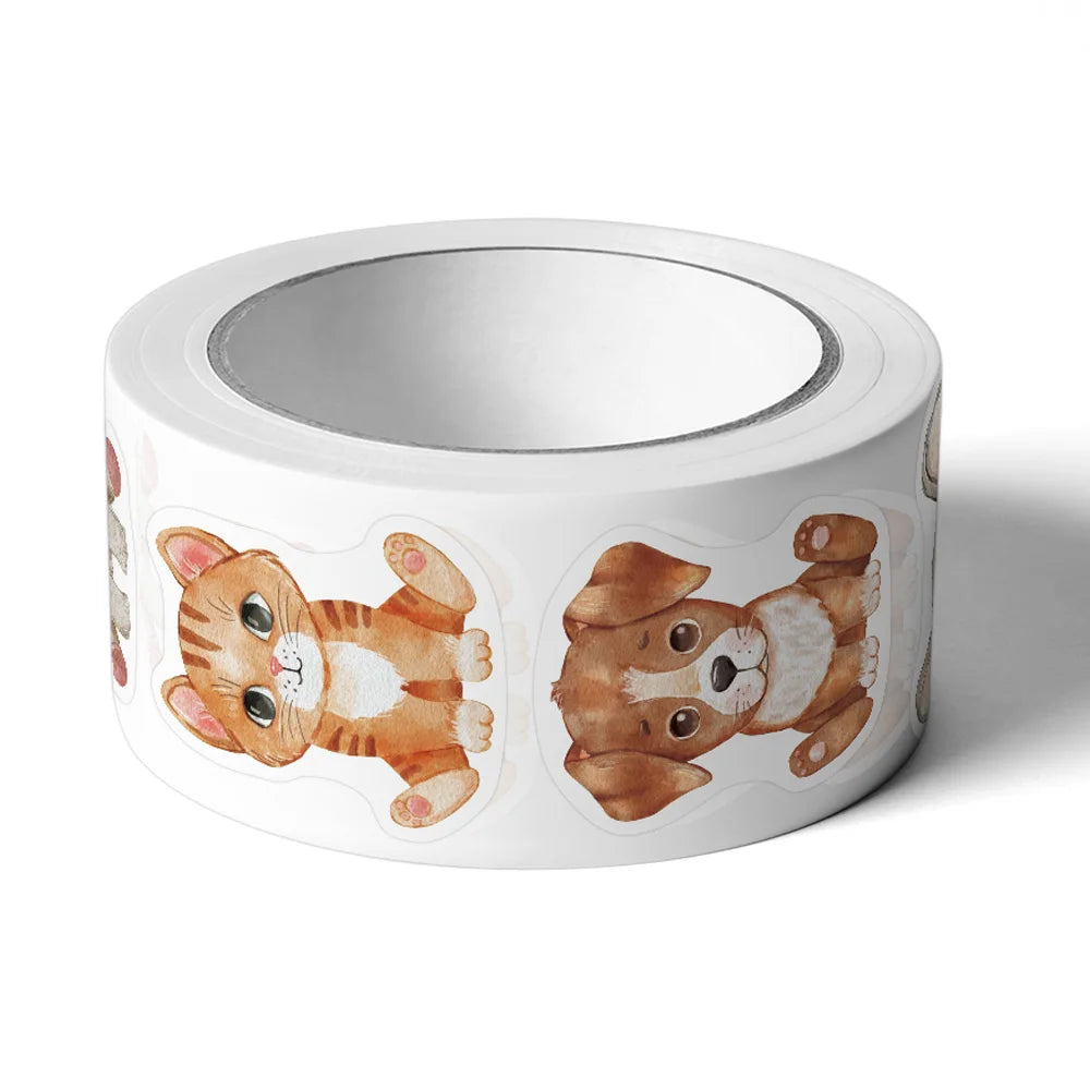 500Pcs/Roll Heterotypic Pets Stickers 2.5cm/1.0'' Cute Art Labels Learning Rewards, Adorn Gifts for Books Watercup Phone PC Pads