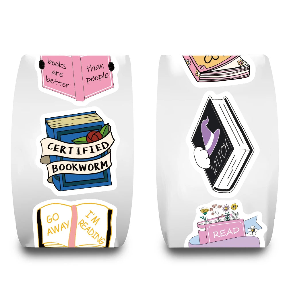 500Pcs/roll Bookish Sticker Aesthetic Home Decoration Y2K Fashion Laptop Decals Motorcycle Bicycle Retro Luggage Stickers