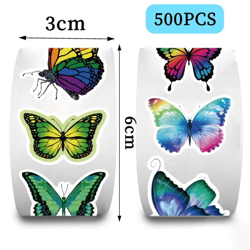 500PCS Fresh Butterfly Sticky Paper Labels Thank You Sticker Sealing Decoration Scrapbooking Stationery Hand Accounting Supplies