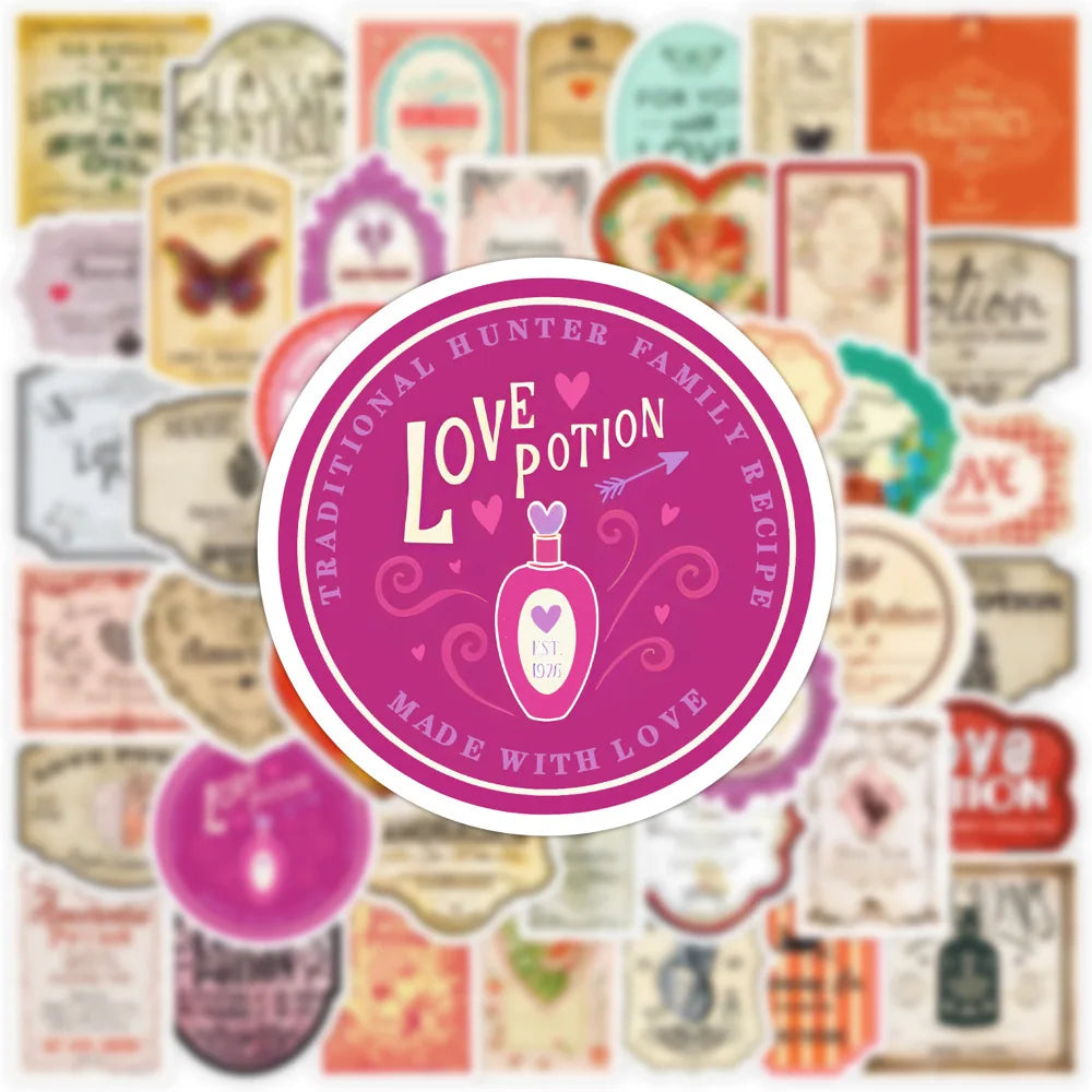 50-Pack Valentine's Day Decal Stickers for Water Bottles Laptops Mobiles Suitcases Guitars Waterproof Graffiti Stickers