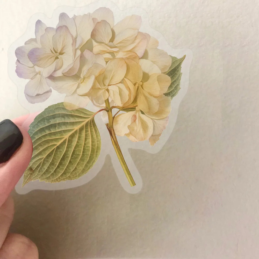 50 Pcs Transparent Cartoon Green Plant Sticker Packs, Waterproof Transparent PET Decorative Guitar Notebook Stickers