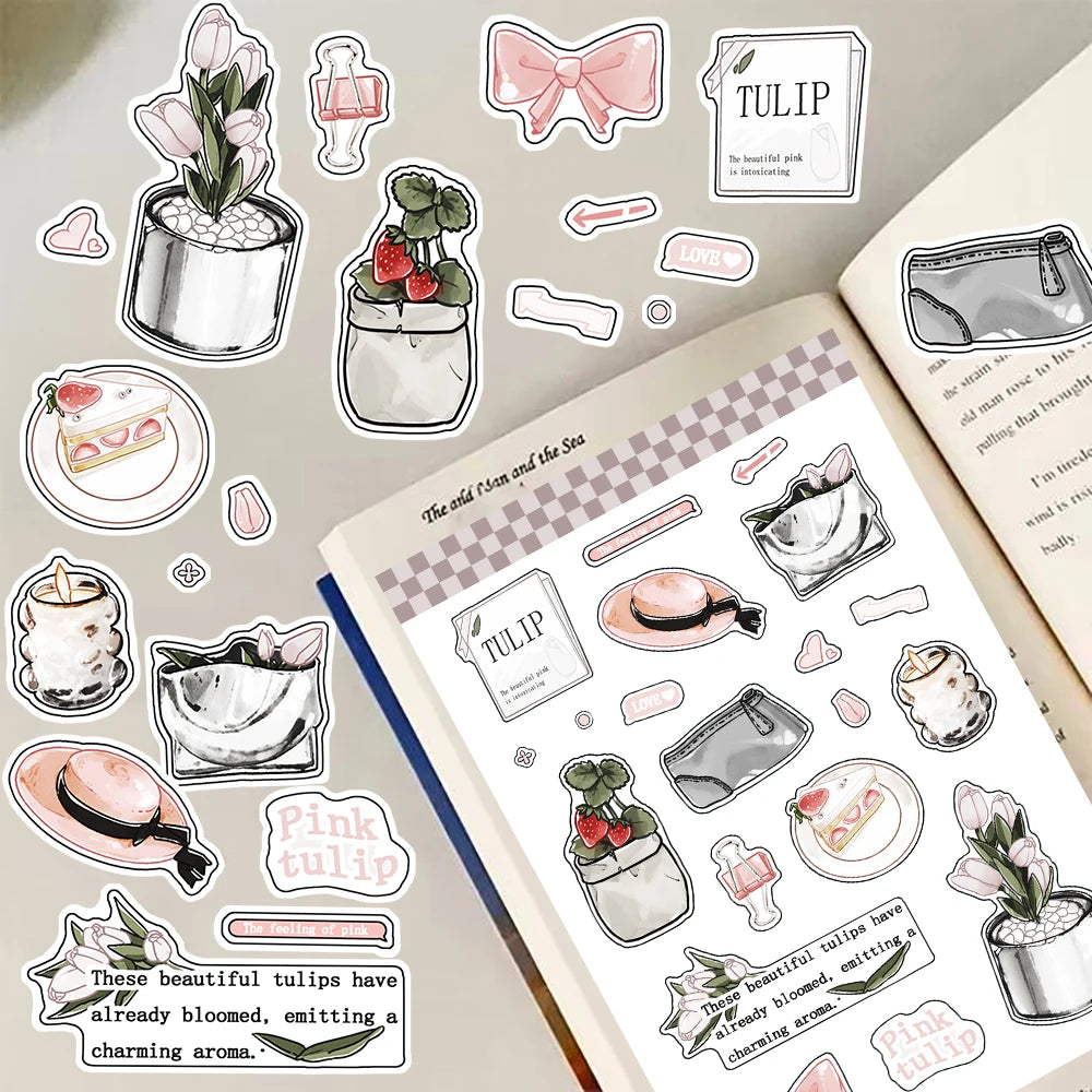 8/16PCS Waiting For The Weekend Collage Skateboards Transparent  Phone Cartoon Living Room Stationery Decals Graffiti Collages
