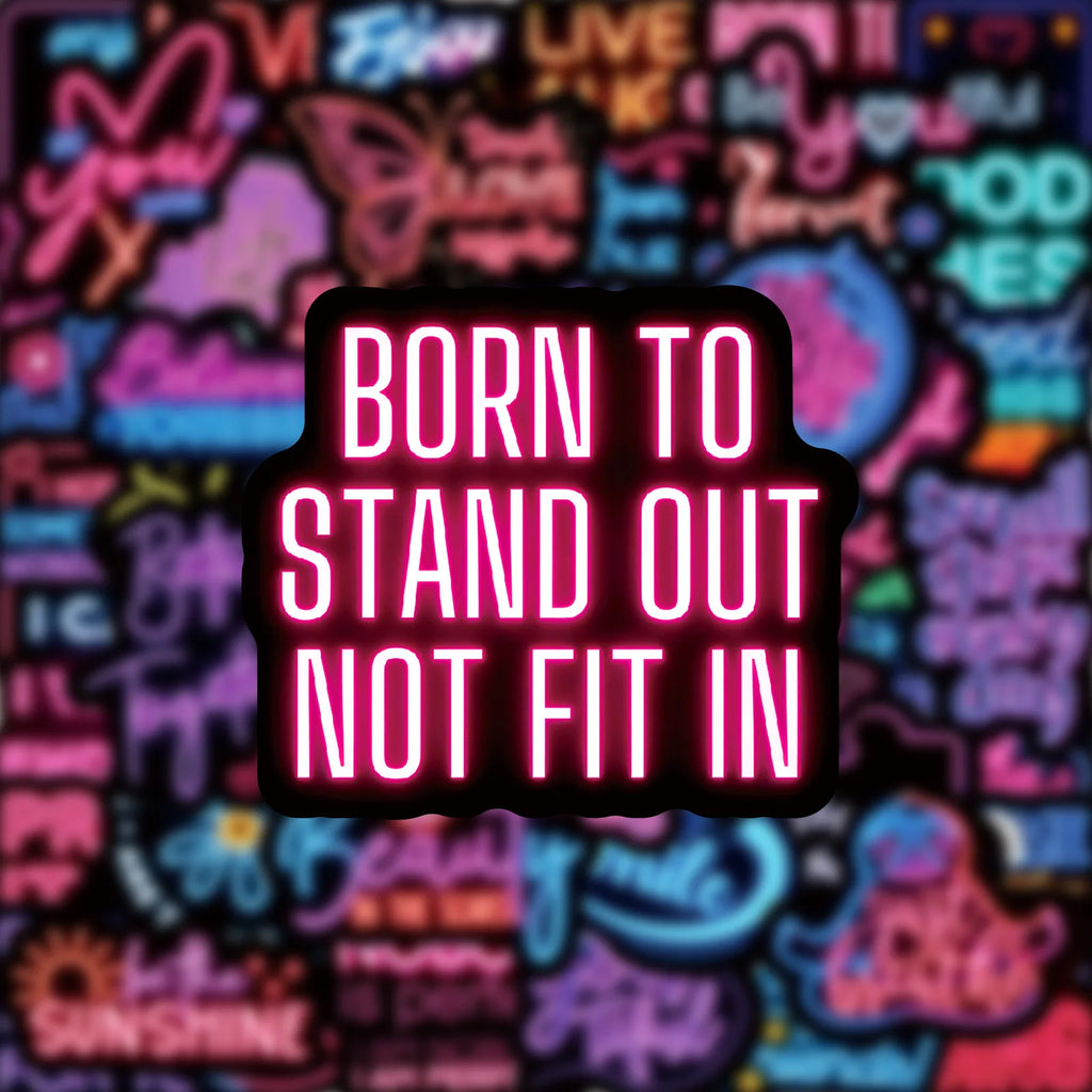 50-Pack Waterproof Neon Motivational Text Stickers for Refrigerator Helmet Skateboard Laptop Water Bottle Stationery Notebook