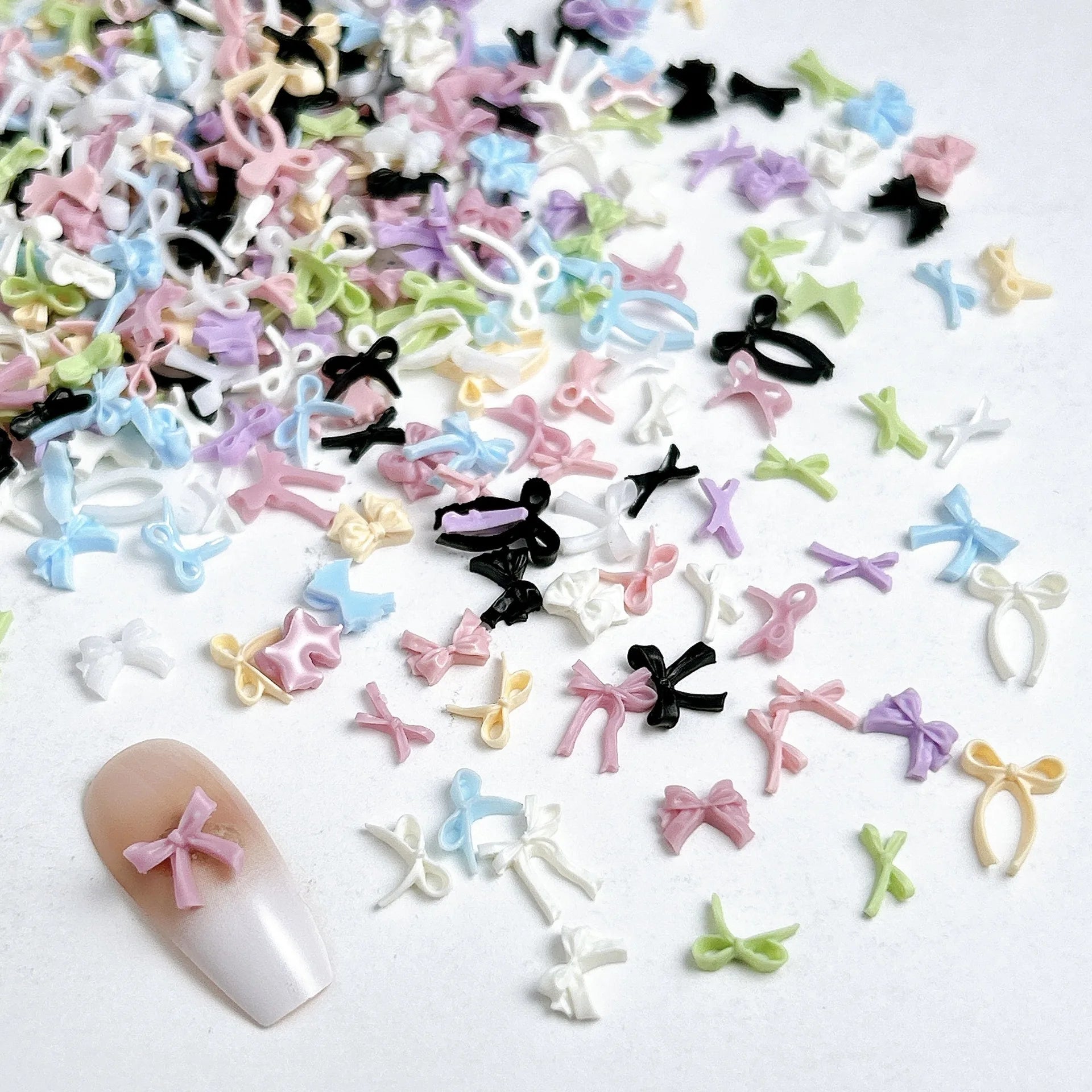 8Styies Bows Design Nail Art Aaccessories Mixed Colors Bow Macaron Cartoon 3D Ribbon Bow tie Resin Nail Charms DIY Manicure Tool