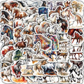 60PCS Dynamic Running Horse Sticker Oil Painting Horse Pattern Handmade Decoration Funny Landscaping Retro Animal Stickers