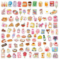 100-Piece Set Cute Snack Themed Scrapbooking Stickers for Tablet Laptop Student Stationery Diary Notebook Decoration