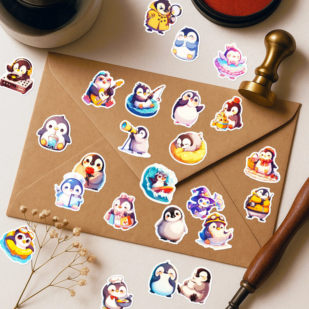 56/112 Pcs Cute Penguin Outdoor Travel Cartoon Stickers for Reward Stationery Box Thermos Phone Case Suitcase Helmet Piano