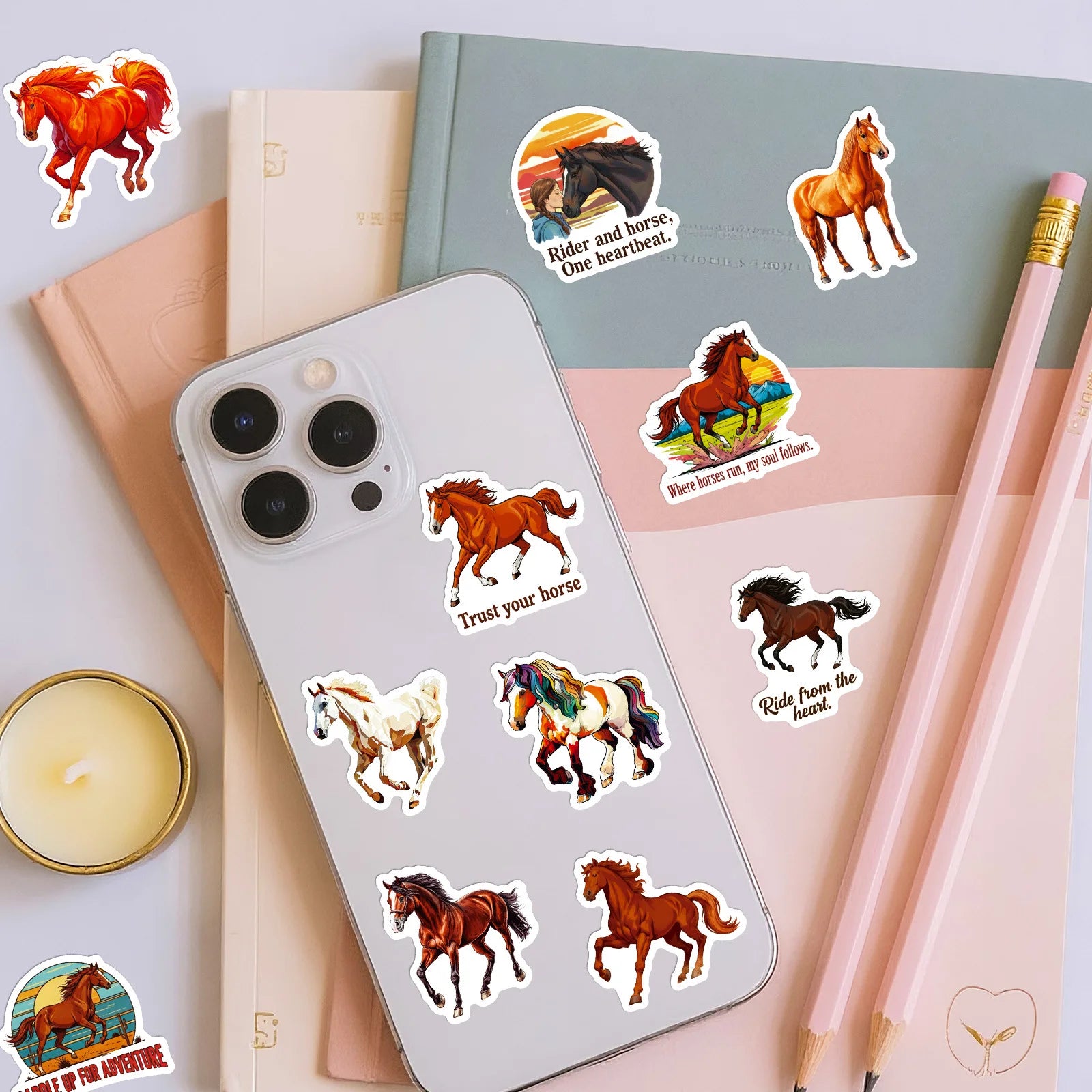 56PCS Colorful Horse Motivational Stickers Office Supplies Gift Box Helmet DIY Decoe Art Decals Sticker