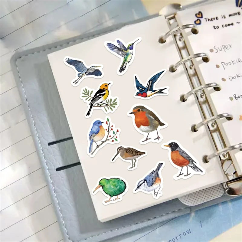 500PCS Kawaii Colored Bird Sticky Paper Sticker Labels Thank You Sticker Sealing DIY Decoration Scrapbooking Supplies for Kids