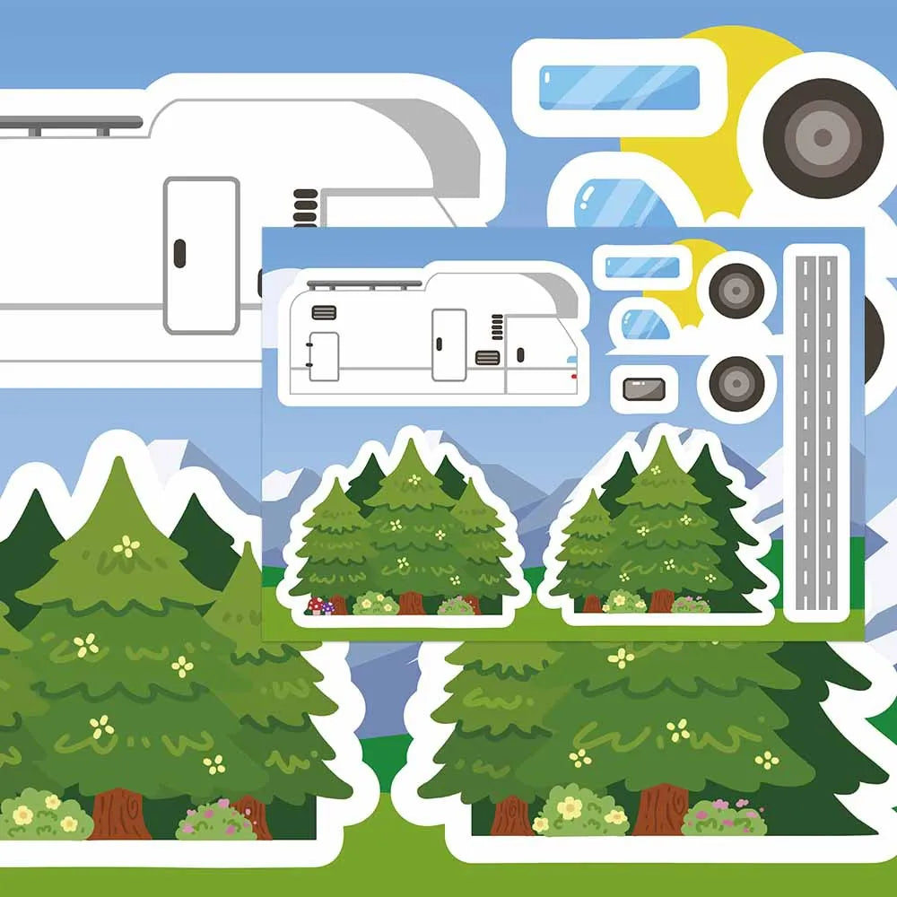 8-Pack Outdoor Camping Themed Cartoon Puzzles Stickers for Phones Laptops Suitcases Stationery Decoration Waterproof Stickers