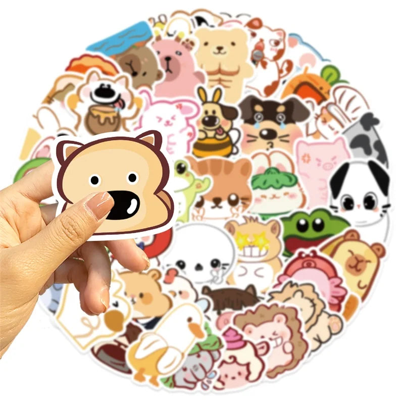 10/30/50PCS Kawaii Strange Animals PVC Sticky Sticker Aesthetic Stationery DIY Colorful Decoration Scrapbooking School Supplies
