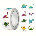 1Roll(500pcs) 1'' Round Cartoon Dinosaurs Stickers for Kids Teacher Reward School Supplies Animal Incentive Home Decor