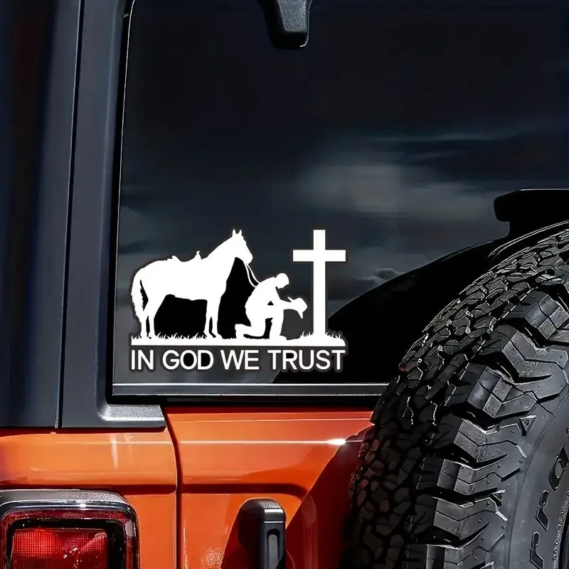 Cowboy Prayer With Cross, God, 9.05in×6.01in Large Size Decal For Cars, Cars, Trucks, Motorcycles, Laptops, Cups, Windows, Glass