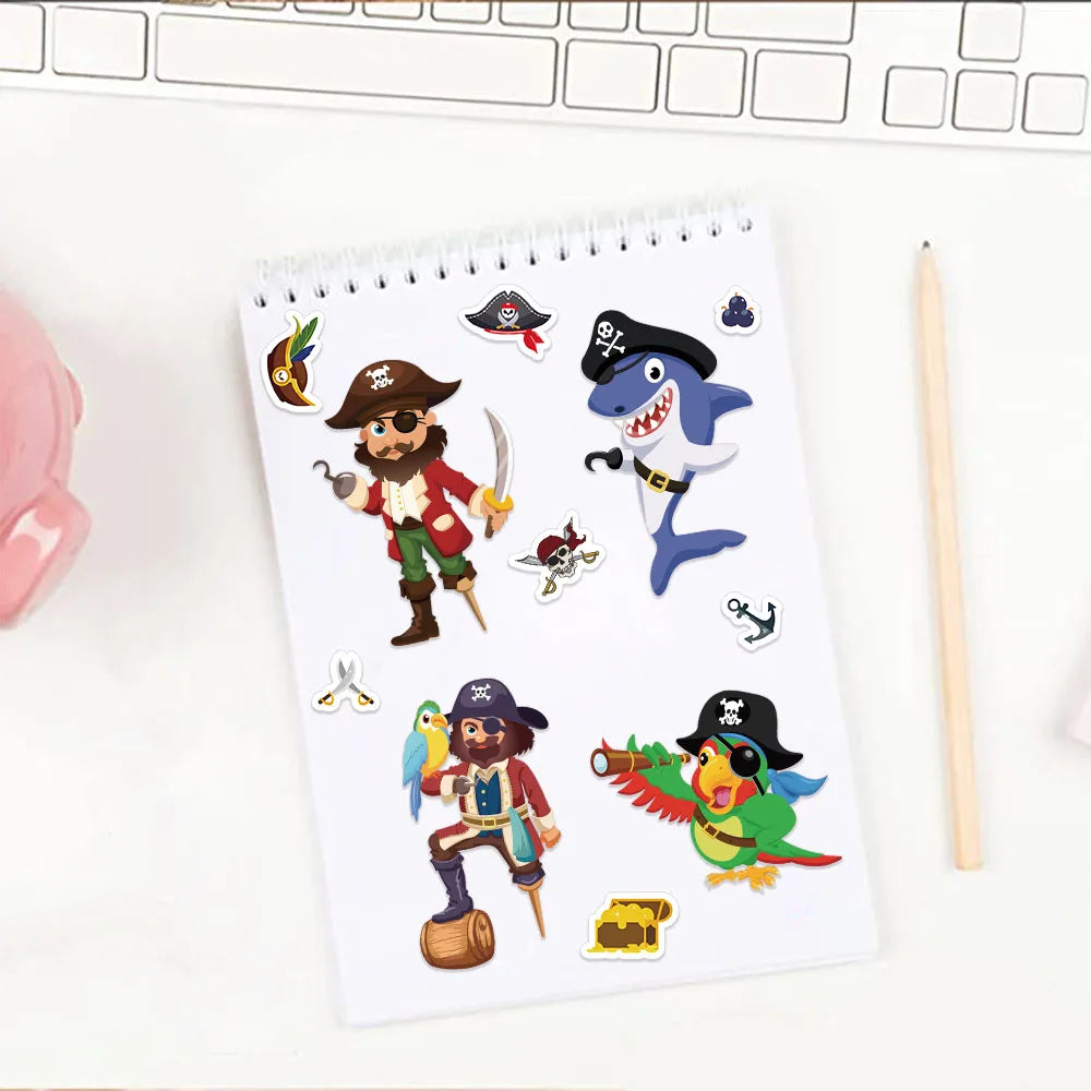 50PCS Sail Pirate Cartoon Collage Set DIY Brochure Decoration Notebook Tablet Reward Puzzle Toy Stickers