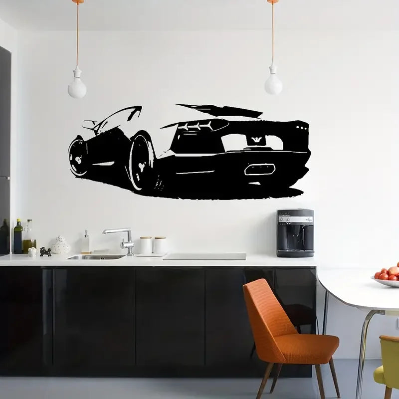 1pc Sport Car Vinyl Wall Sticker, Art Modern Fashion Style Sticker For Children'S Room Kids Rooms Wall, Boys Bedroom Home Decor