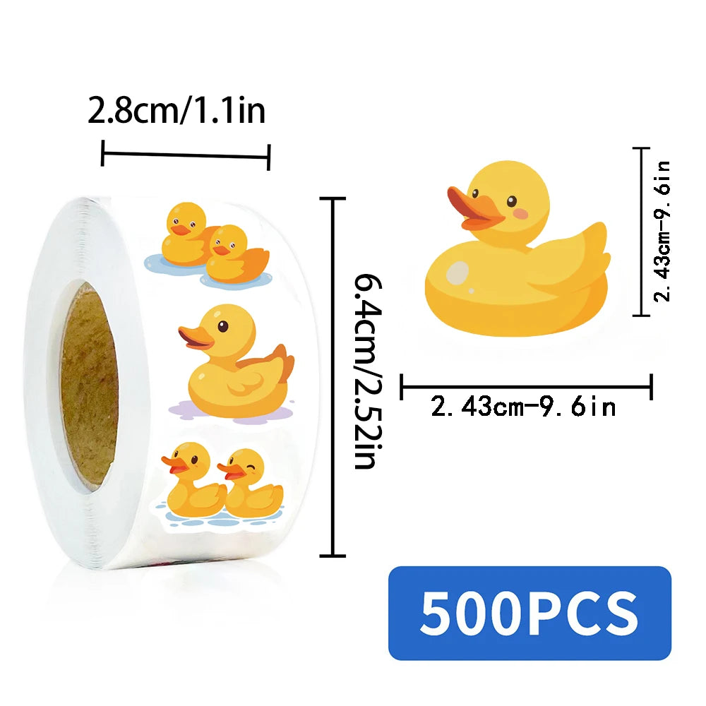 500PCS Cute Cartoon Duck Roll Stickers Notebook Phone Birthday Coffee Skateboard Fashion Laptop Luggage Waterproof Decoration ﻿