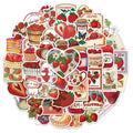 50PCS Red Strawberry Ins Fun DIY Stickers Scrapbook Manual Mobile Luggage Skateboard Waterproof Stickers
