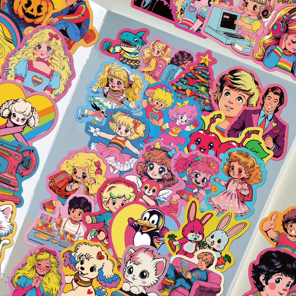 50/100PCS Cute Retro Stickers Luggage Phone Water Cup Decoration Waterproof DIY Stationery Stickers