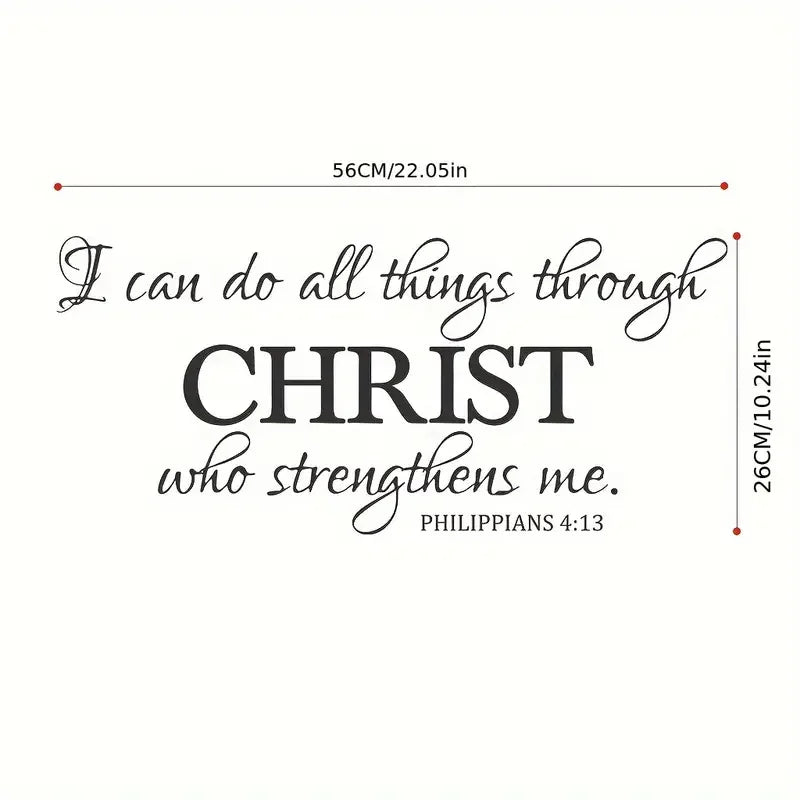 1pc "I Can Do All Things Through Christ Who Strengthens Me"Wall Decal, Inspirational Words Wall Sticker Easter gift