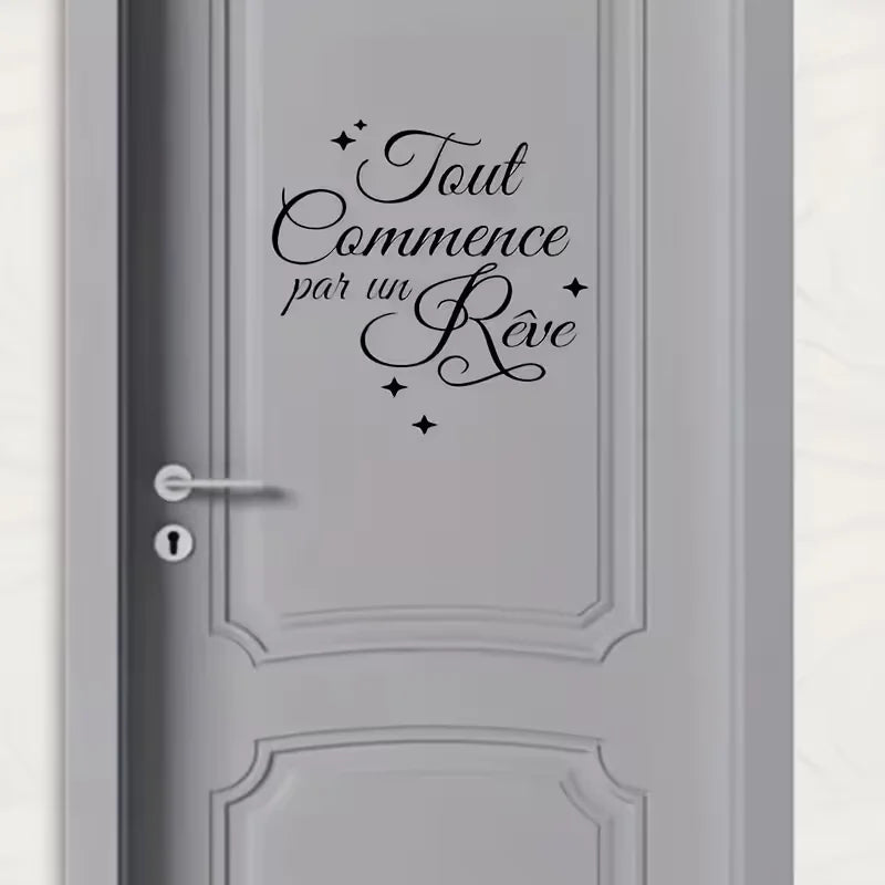 1pc Modern French Quote Wall Decal - Engraved Sticker, Self-Adhesive PVC, Semi-Glossy Finish, Multi-Surface Installation, Suitab