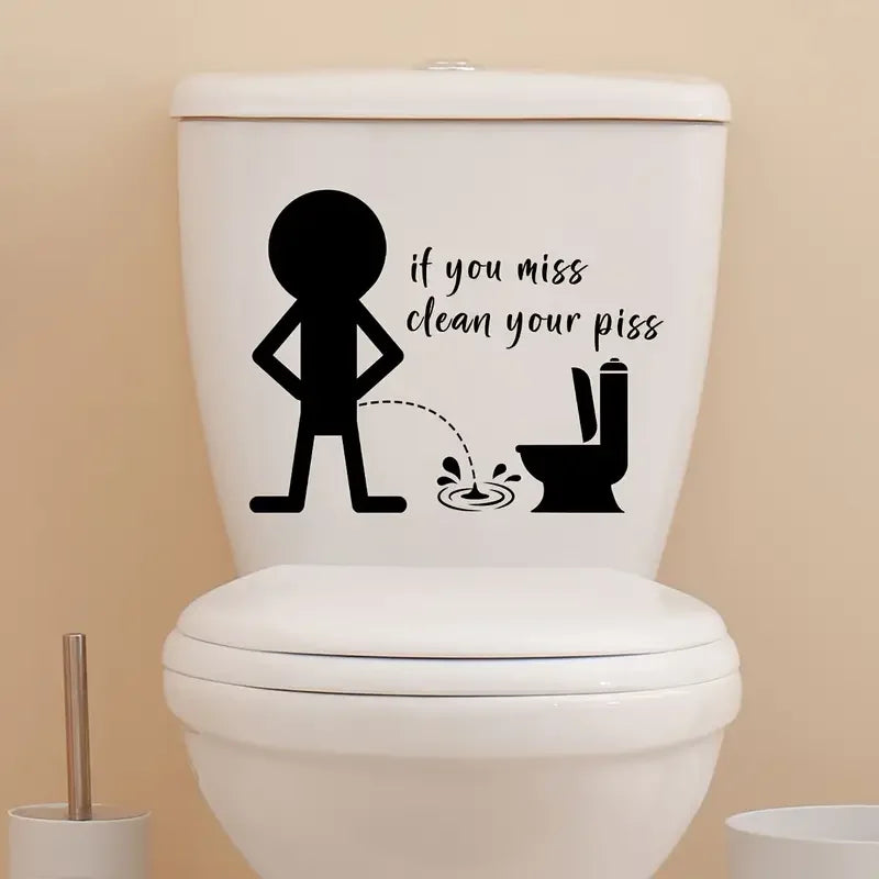 1pc Artistic Vinyl Toilet Lid Decal, Funny Bathroom Mural, Self-adhesive Wall Art Sticker For Bathroom, Entryway, Living Room, O