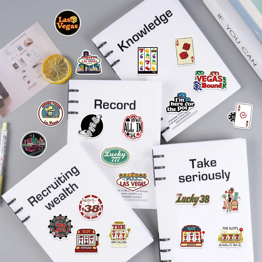 50PCS Cartoon Las Vegas Graffiti Stickers Guitar Notebook Luggage DIY Waterproof Stationery Children's Stickers
