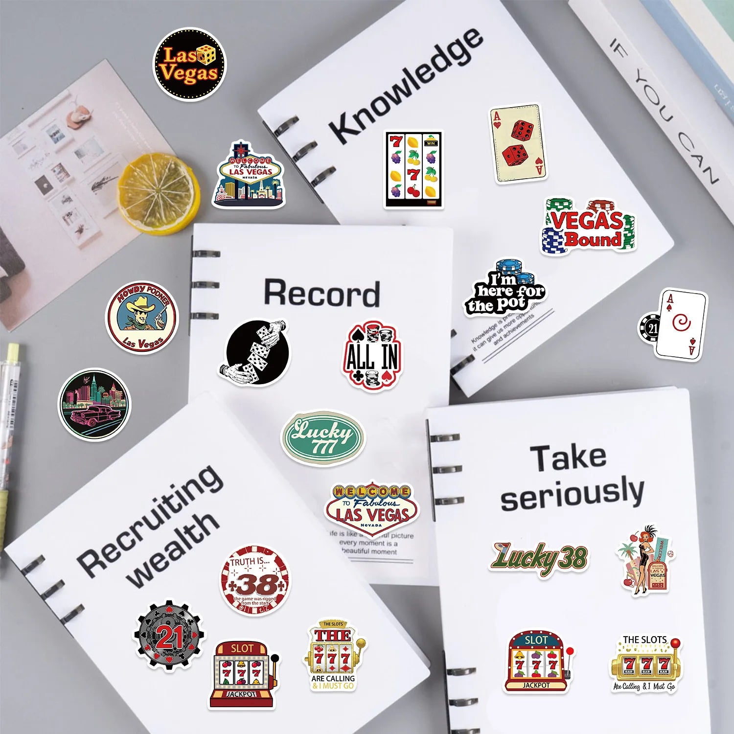 50PCS Cartoon Las Vegas Graffiti Stickers Guitar Notebook Luggage DIY Waterproof Stationery Children's Stickers